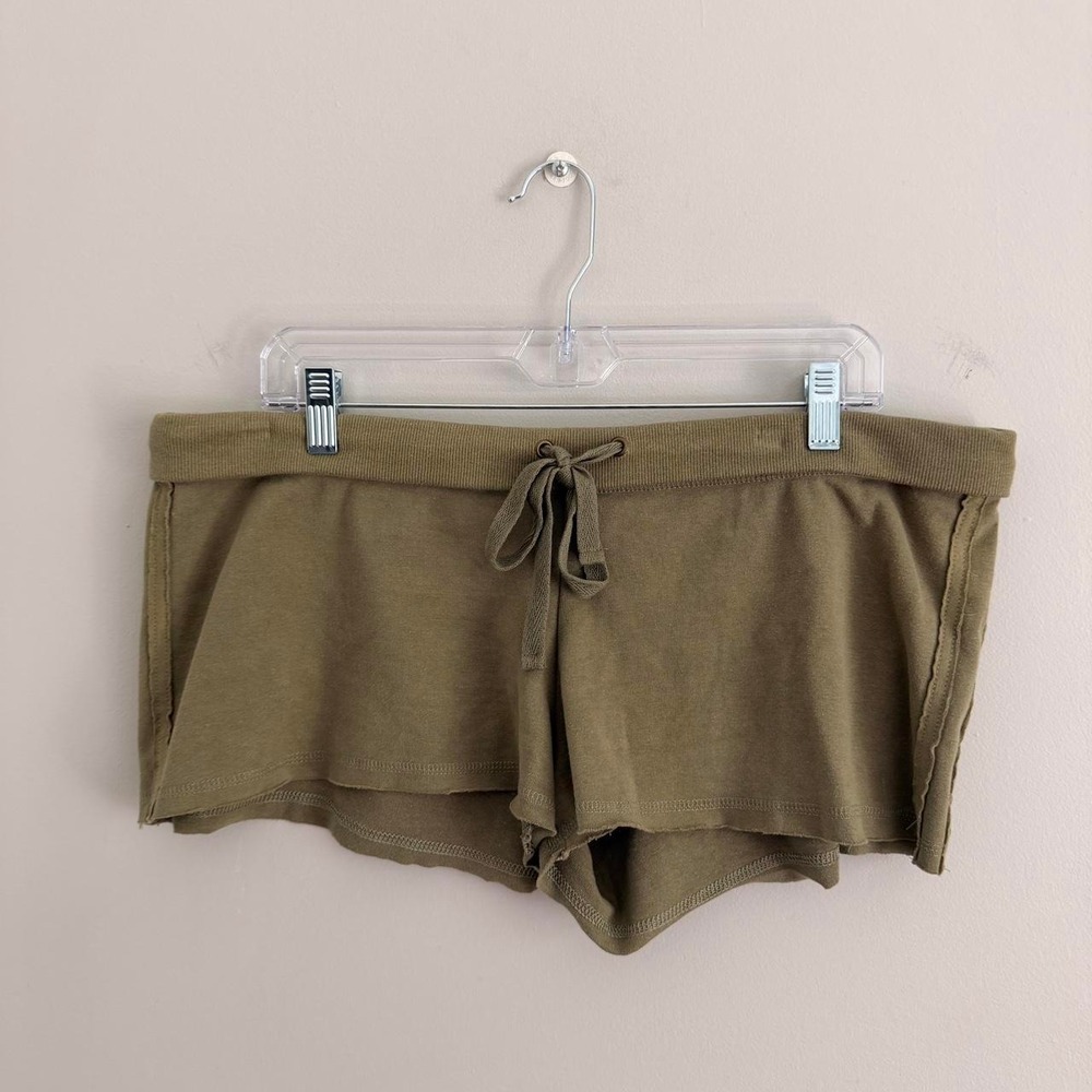 Y2K OLIVE GREEN NO BOUNDARIES FOLD OVER MIRCRO MINI SHORTS